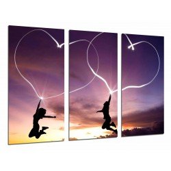 MULTI Wood Printings, Picture Wall Hanging, Heartes in the Sky, Romantic, Love of Couple