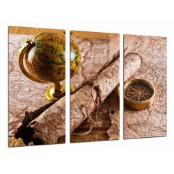 MULTI Wood Printings, Picture Wall Hanging, Map World old, Manuscript, Compass