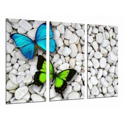 MULTI Wood Printings, Picture Wall Hanging, Background of Stones and Butterflies