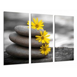 MULTI Wood Printings, Picture Wall Hanging, Landscape Zen, relaxation, Stones and Flowers