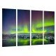 MULTI Wood Printings, Picture Wall Hanging, Northern Lights, Sky Green, Lake Norway