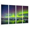 MULTI Wood Printings, Picture Wall Hanging, Northern Lights, Sky Green, Lake Norway