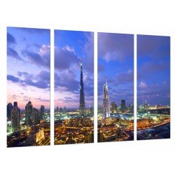 MULTI Wood Printings, Picture Wall Hanging, City of Dubai, Sunset, Rascacielos