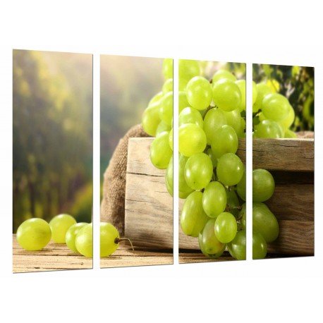 MULTI Wood Printings, Picture Wall Hanging, Grapes, Wine White, La Rioja, Bodegas