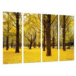 MULTI Wood Printings, Picture Wall Hanging, Forest in the Autumn, Forest Yellow