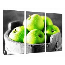 Cuadro Moderno Fotografico base madera, Manzanas Verdes, Frutero, Fruta