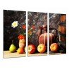 Cuadro Moderno Fotografico base madera, Frutas, Jarron, Barrica, Florero