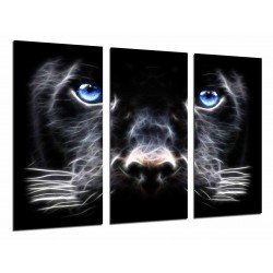 MULTI Wood Printings, Picture Wall Hanging, Animal Panter, Eyes Blue
