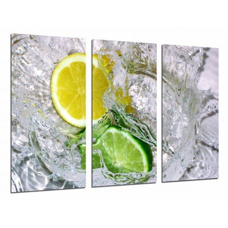 MULTI Wood Printings, Picture Wall Hanging, Lime, Lemons in the Water, Fruit Acid