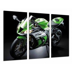 MULTI Wood Printings, Picture Wall Hanging, Motobike Kawasaki ZX-10R, Green, Road