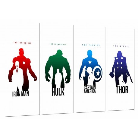 Cuadro Moderno Fotografico base madera,Iron Man,Hulk,Capitan America y Thor,Los Vengadores,The Avengers