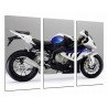 Cuadro Moderno Fotografico base madera, Moto BMW Blanca y  Azul, Carretera
