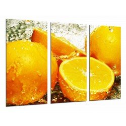 MULTI Wood Printings, Picture Wall Hanging, Fruit Orange in Agua