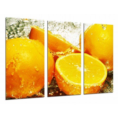 MULTI Wood Printings, Picture Wall Hanging, Fruit Orange in Agua