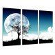 MULTI Wood Printings, Picture Wall Hanging, Nature in the Night, Full Moon, Arbol