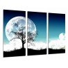 Cuadro Moderno Fotografico base madera, Naturaleza en la Noche, Luna LLena, Arbol