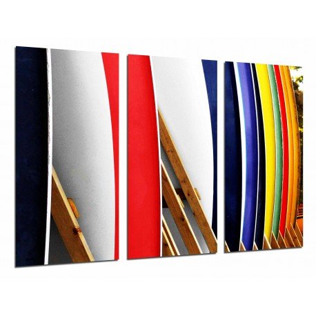 Cuadro Moderno Fotografico base madera, Tablas de Surf de Colores, Deporte