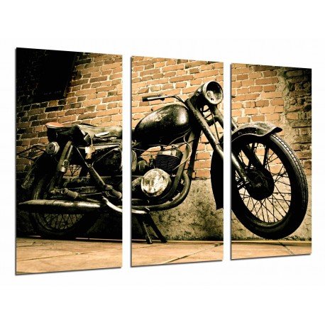 Cuadro Moderno Fotografico base madera, Moto Vintage, Harley Davidson