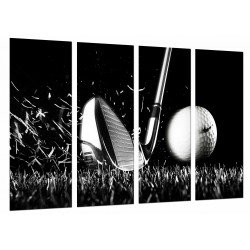 Cuadro Moderno Fotografico base madera, Golpe Palo de Golf, Pelota de Acero