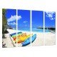 Cuadro Moderno Fotografico base madera, Piraguas Colores en la Playa, Barca, Deporte
