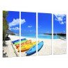 Cuadro Moderno Fotografico base madera, Piraguas Colores en la Playa, Barca, Deporte