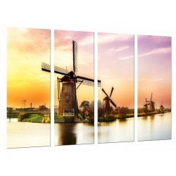 MULTI Wood Printings, Picture Wall Hanging, Mills Vintage in Holland, Lago