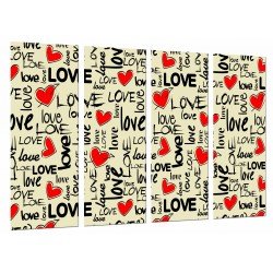 MULTI Wood Printings, Picture Wall Hanging, Word Love, Heart Love