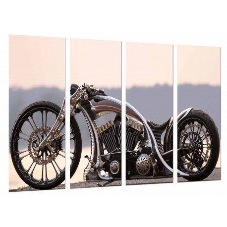 MULTI Wood Printings, Picture Wall Hanging, Motobike Custom Silver, Road