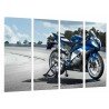 Cuadro Moderno Fotografico base madera, Moto Yamaha de Carretera, Color Azul