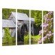 MULTI Wood Printings, Picture Wall Hanging, Landscape of Mill, Nature With Flowers