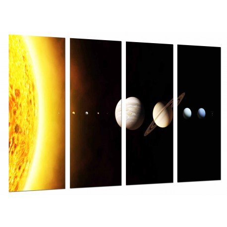 MULTI Wood Printings, Picture Wall Hanging, System Lunar, Planets in the Espacio
