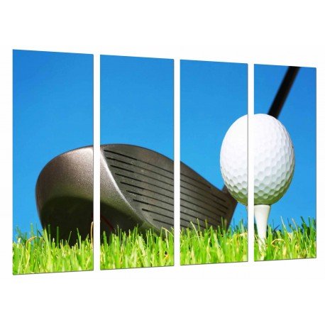 MULTI Wood Printings, Picture Wall Hanging, Stick of Golf and Ball, Sport