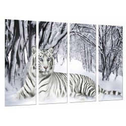 MULTI Wood Printings, Picture Wall Hanging, Tiger White in the Nature