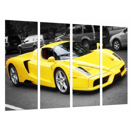 MULTI Wood Printings, Picture Wall Hanging, Car Ferrari Yellow