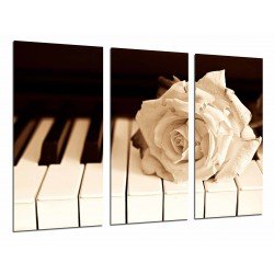 MULTI Wood Printings, Picture Wall Hanging, Piano and Pink White, Decoration Romantic