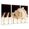 Cuadro Moderno Fotografico base madera, Piano y Rosa Blanca, Decoracion Romantica