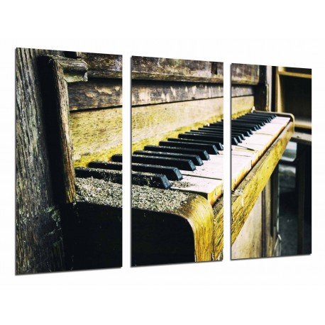 MULTI Wood Printings, Picture Wall Hanging, Piano Vintage of Wood, Musica