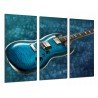 Cuadro Moderno Fotografico base madera, Guitarra Azul, Grupo de Rock