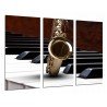 Cuadro Moderno Fotografico base madera, Saxofon y Piano, Duo Musical