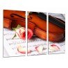Cuadro Moderno Fotografico base madera, Violin Rosa y Partitura, Decoracion Musical