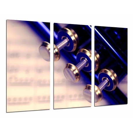 Cuadro Moderno Fotografico base madera, Teclas de Trompeta, Musica, Melodia