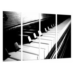 MULTI Wood Printings, Picture Wall Hanging, Piano and Keys in White and Negro