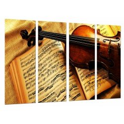 MULTI Wood Printings, Picture Wall Hanging, Violin on Music sheet Musical