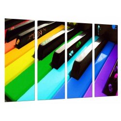 MULTI Wood Printings, Picture Wall Hanging, Keys of Piano of Colors, Decoration Musica