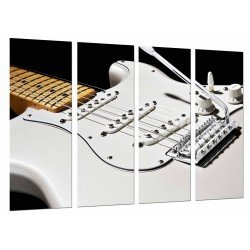 MULTI Wood Printings, Picture Wall Hanging, Strings of Guitar White, Decoration Musica