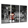 Cuadro Moderno Fotografico base madera, Ciudad de Londres Noche, Autobus Rojo