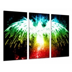 MULTI Wood Printings, Picture Wall Hanging, Animal Eagle of Fire, Colors,