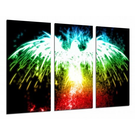 MULTI Wood Printings, Picture Wall Hanging, Animal Eagle of Fire, Colors,