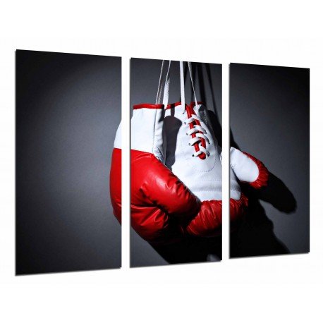 MULTI Wood Printings, Picture Wall Hanging, Sport Boxeo, Glove White and Red, Motivation