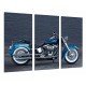 MULTI Wood Printings, Picture Wall Hanging, Motobike Harley Davidson Blue, Road, Biker